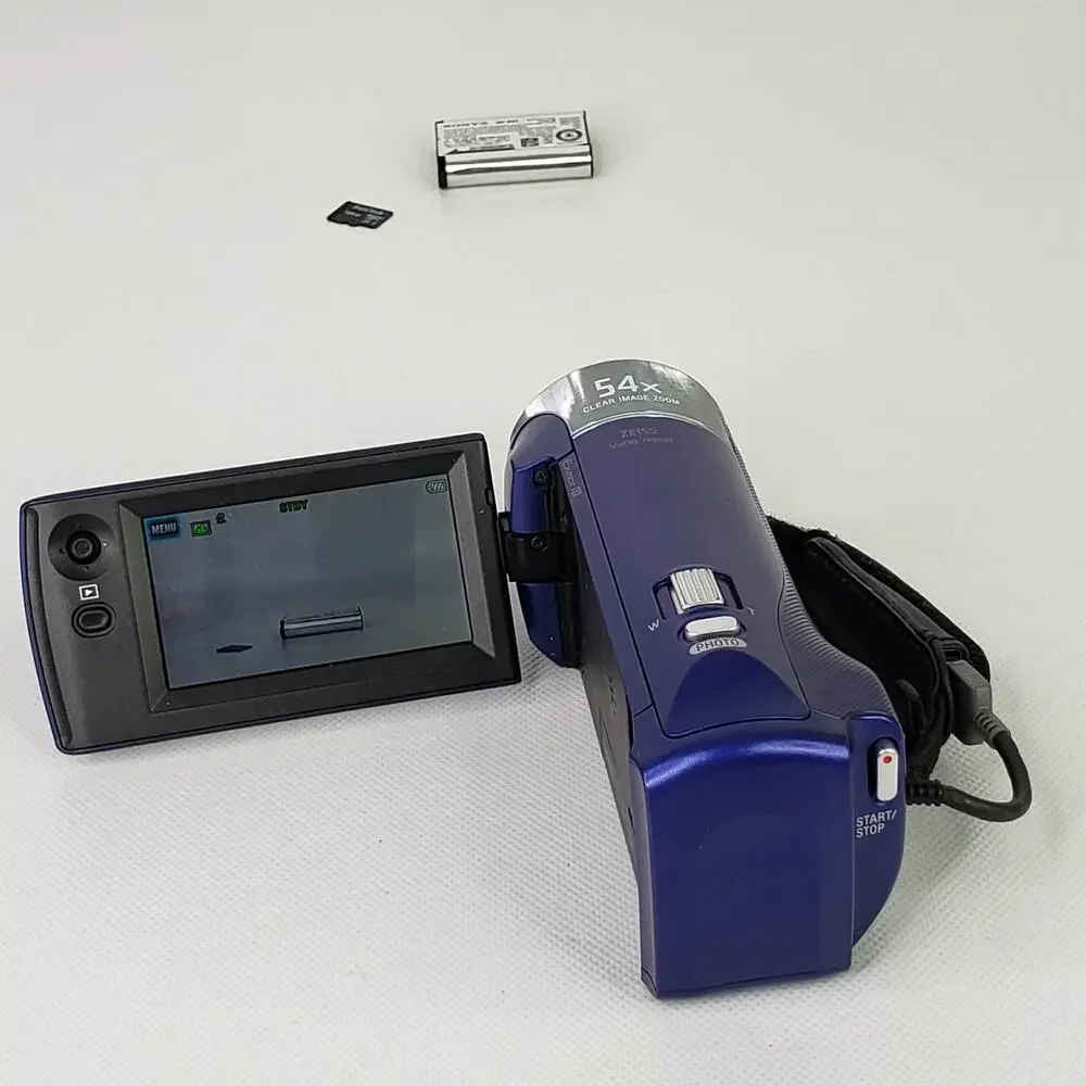 Sony Handycam HDR-CX240 1080p HD Camcorder Blue w/ 2 Batteries And SD Cards